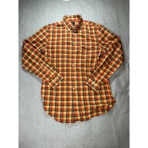 LL Bean Shirt Mens Medium Tall MT Plaid Long Sleeve Button Up Fall Colors